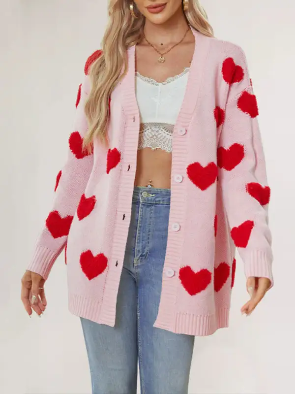 V-Neck Knit Pocketed Cardigan