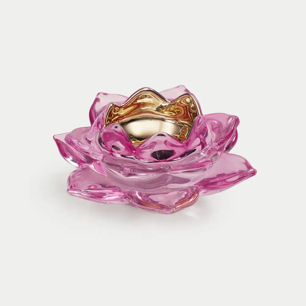 Lavender Lotus Glass Tealight Holder