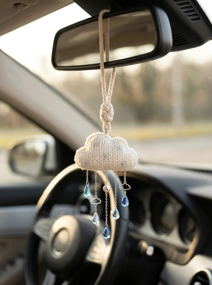 Knitted Rearview Mirror Hanging Ornament