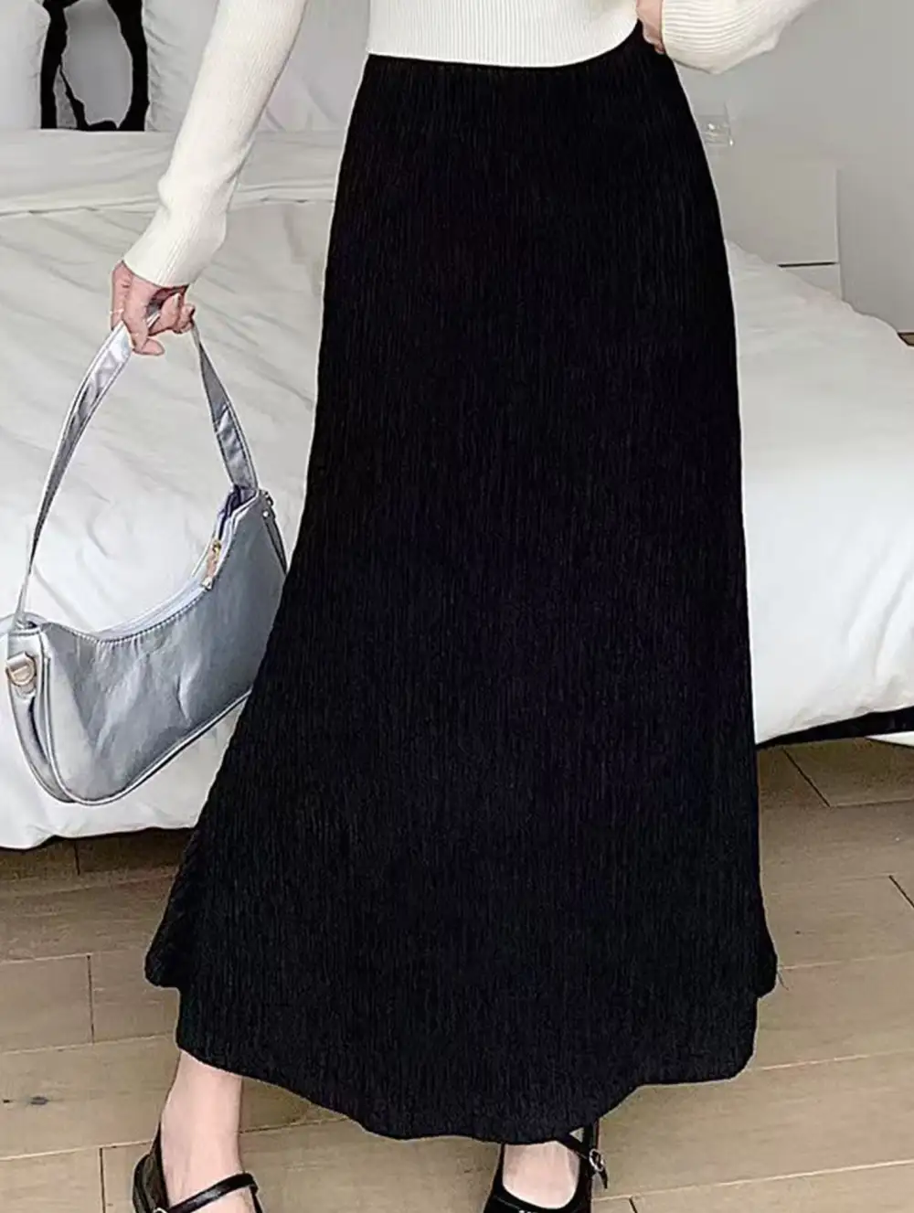 Ruched Mermaid Midi Skirt