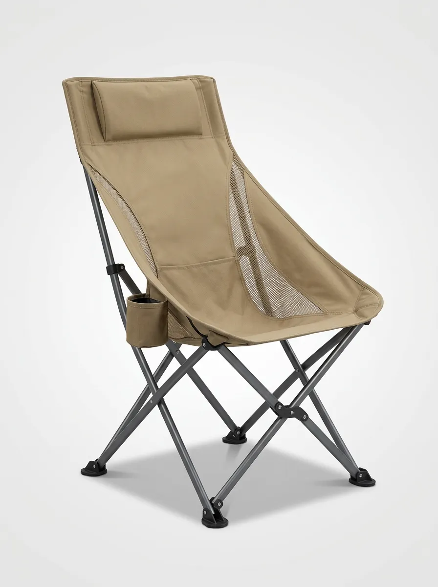 Camping Tan Mesh Folding Camping Chair