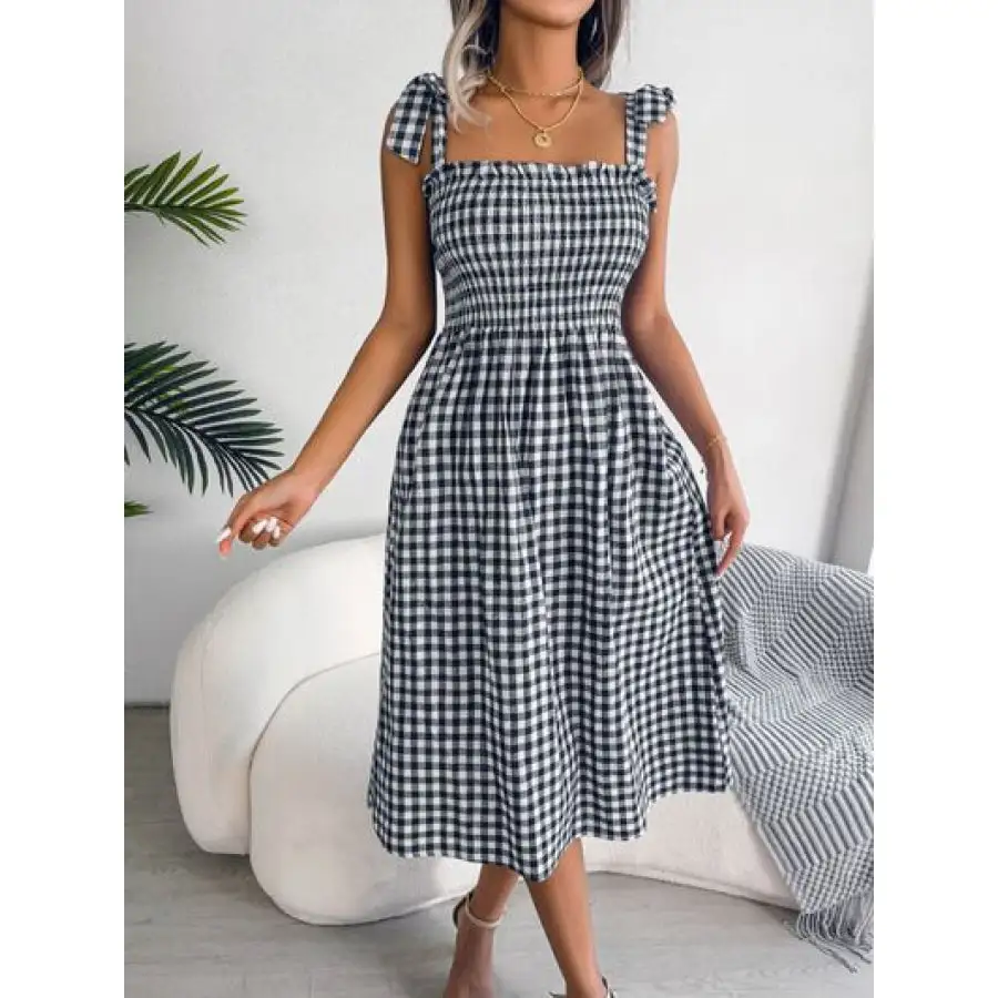 Frill Square Neck Midi Dress