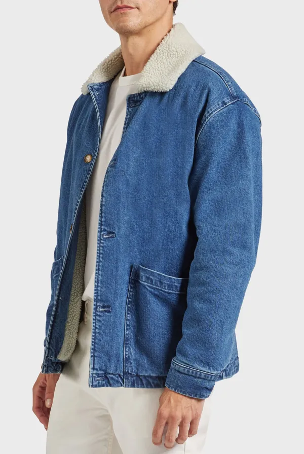 Fleece Lined Denim Button Front Jacket