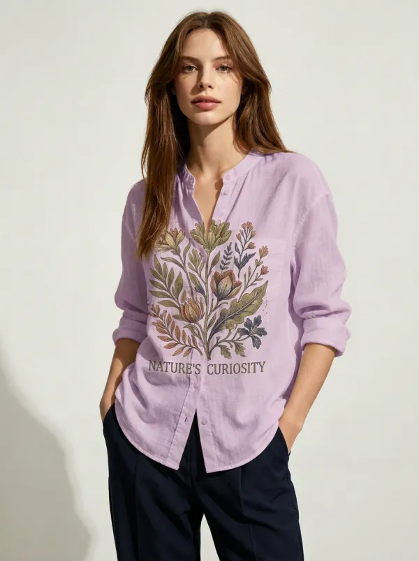 Nature Lover Botanical Floral Button-Up Shirt