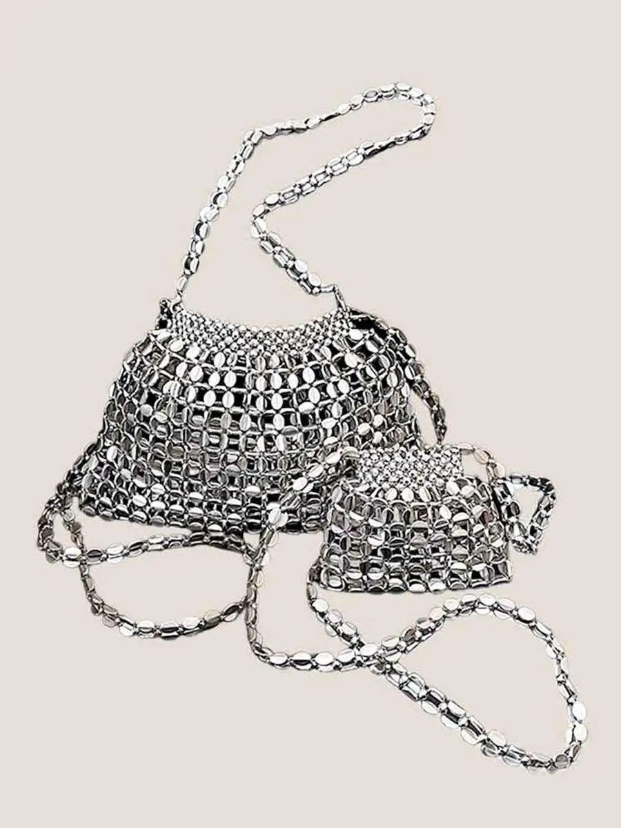 Alessandra Hollow Beaded Shoulder Bag