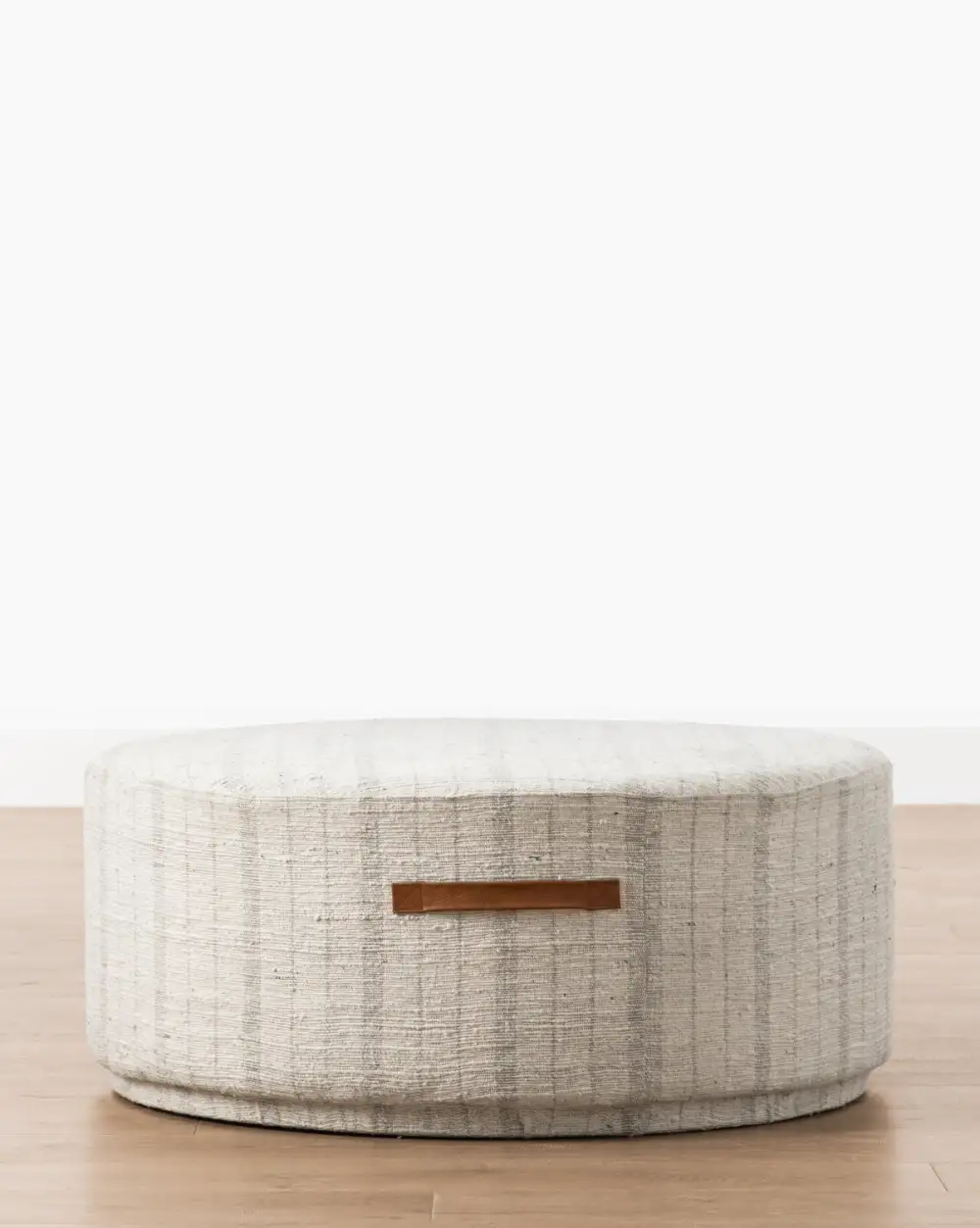 Round Leather Ottoman