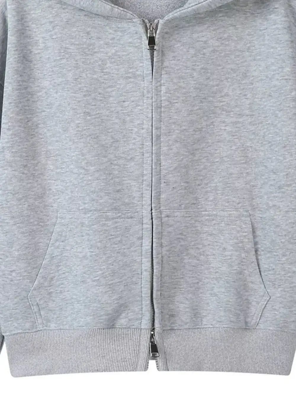 Zip-Detail Pocketed Long-Sleeve Hoodie