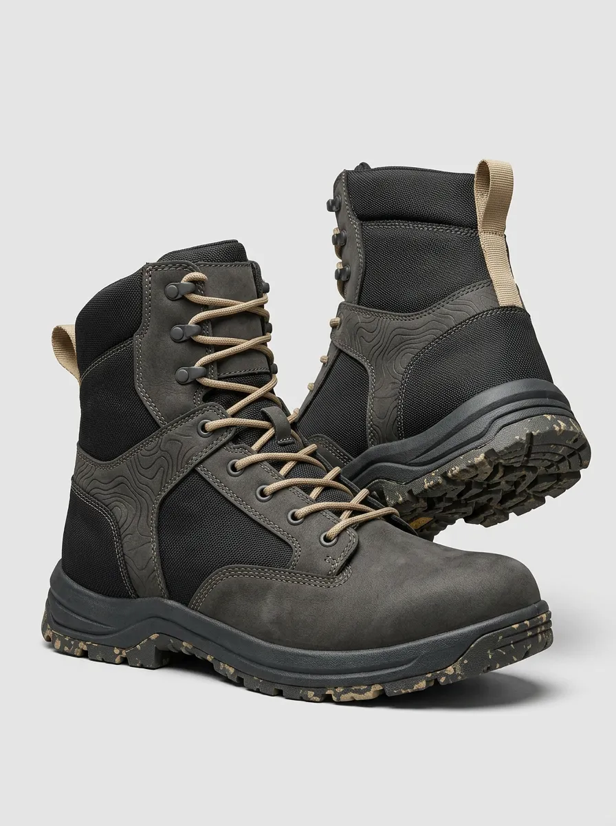 Unisex Outdoor Hiking Topographic Pattern Print Work Boots