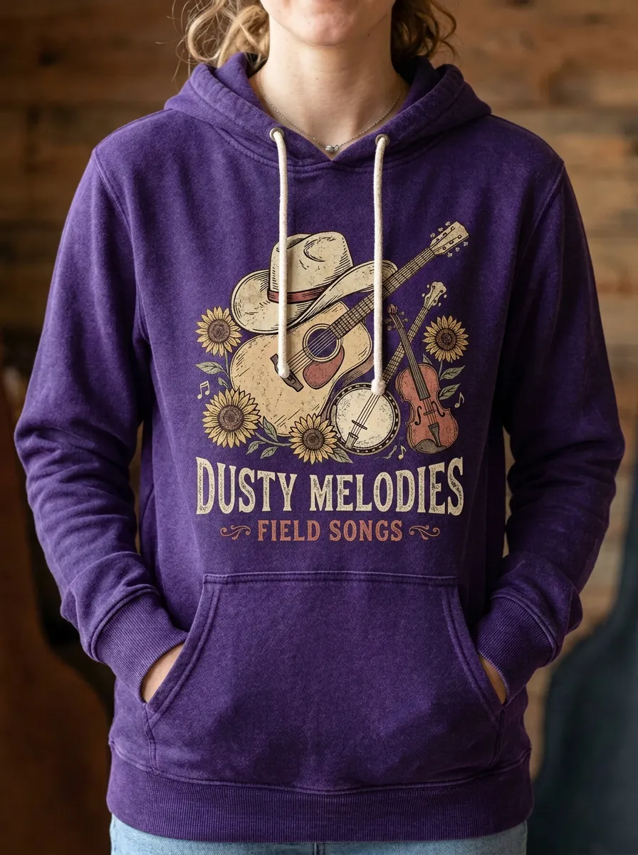 Guitar Sunflower Unisex Country Music Printed Hoodie