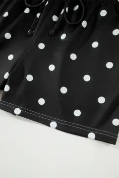 Refined Drawstring Polka-Dot Two-Piece Tee and Shorts Set