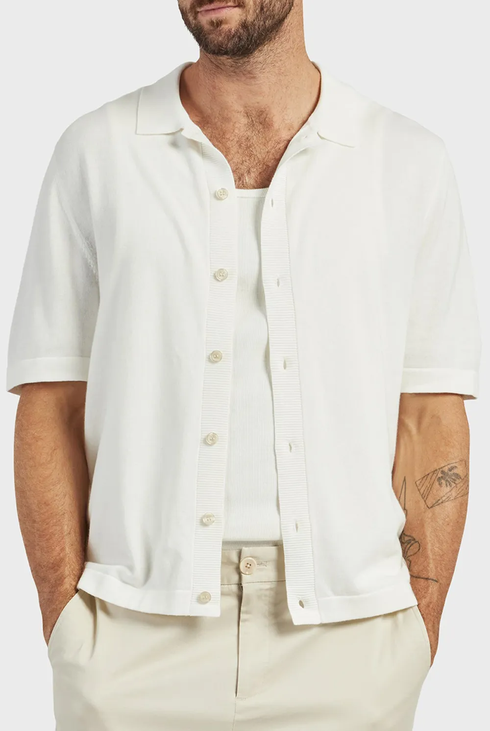 Knit SS Shirt- Winter white
