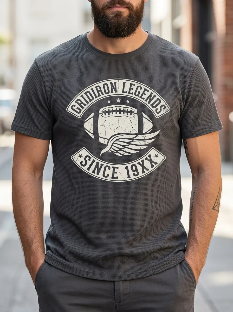 Men's Football Gridiron Winged Ball Crew Neck Graphic T-Shirt