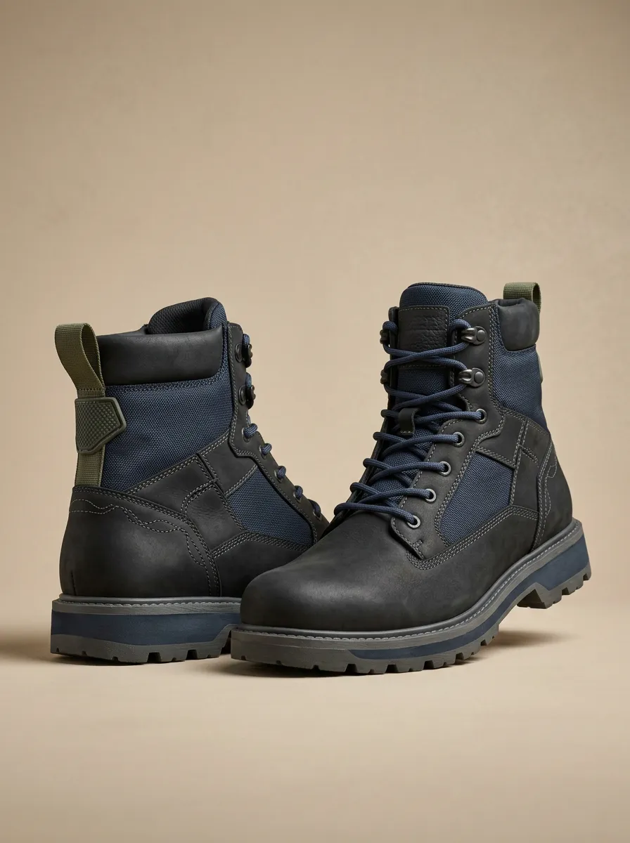 Unisex Everyday Tactical Outdoor Leather Print Work Boots