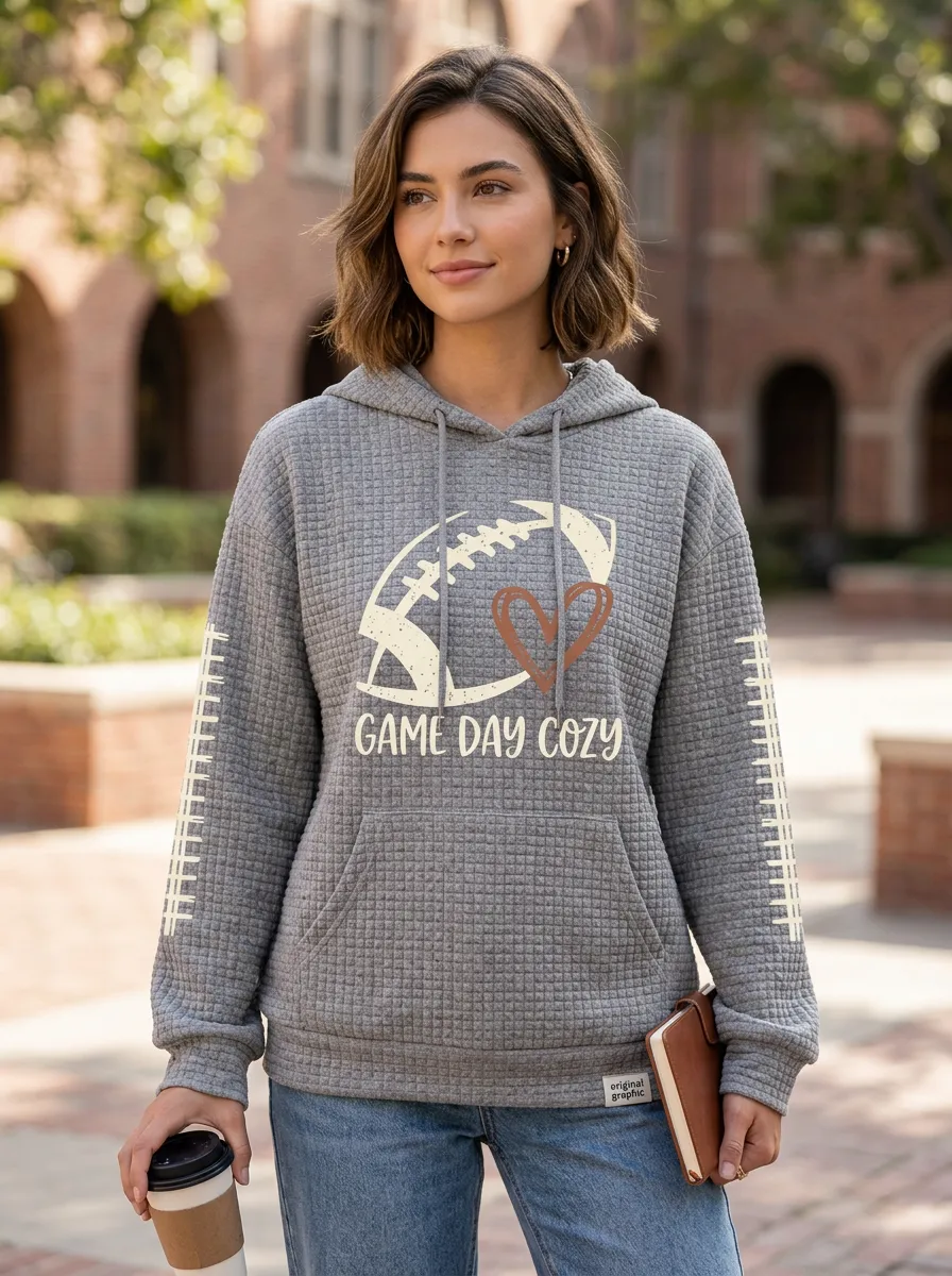 Women's Gridiron Day Cozy Heart Graphic Hoodie