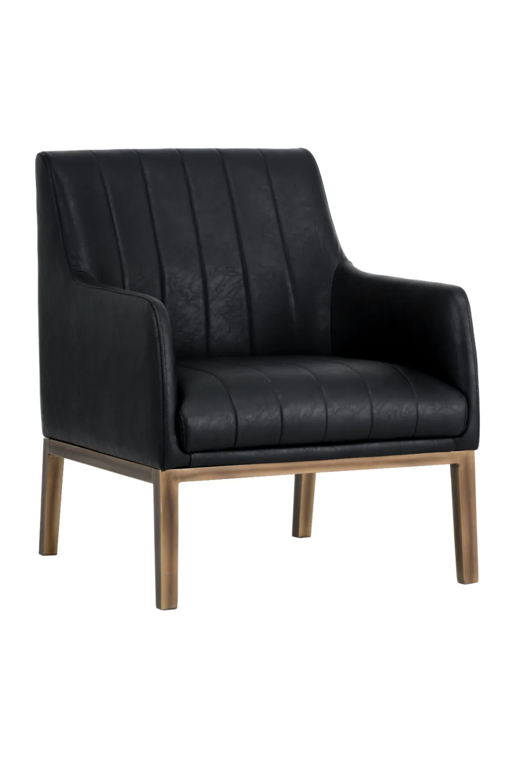 Curved Leather Channeled Lounge Chair