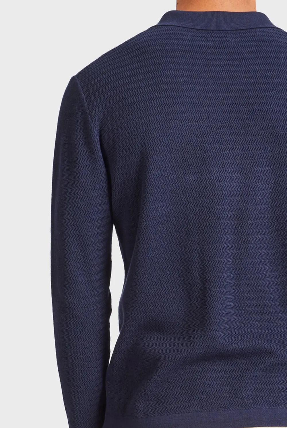Chambray Cotton Casual Knit Shirt- Navy