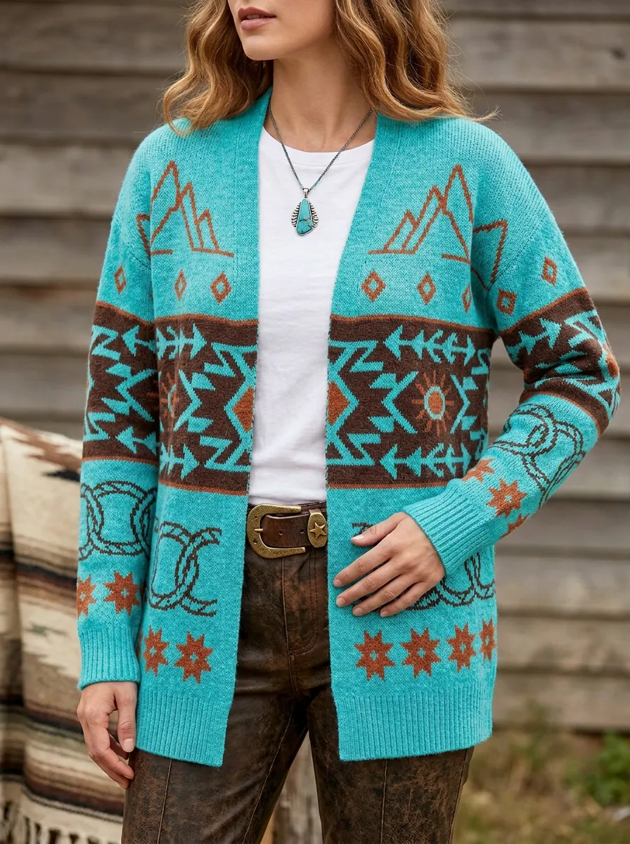 Classic Mountain Women's Western Knit Cardigan