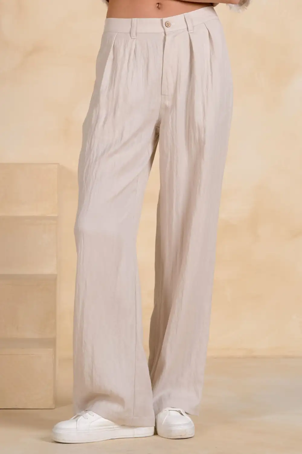 Pleated High Rise Pants