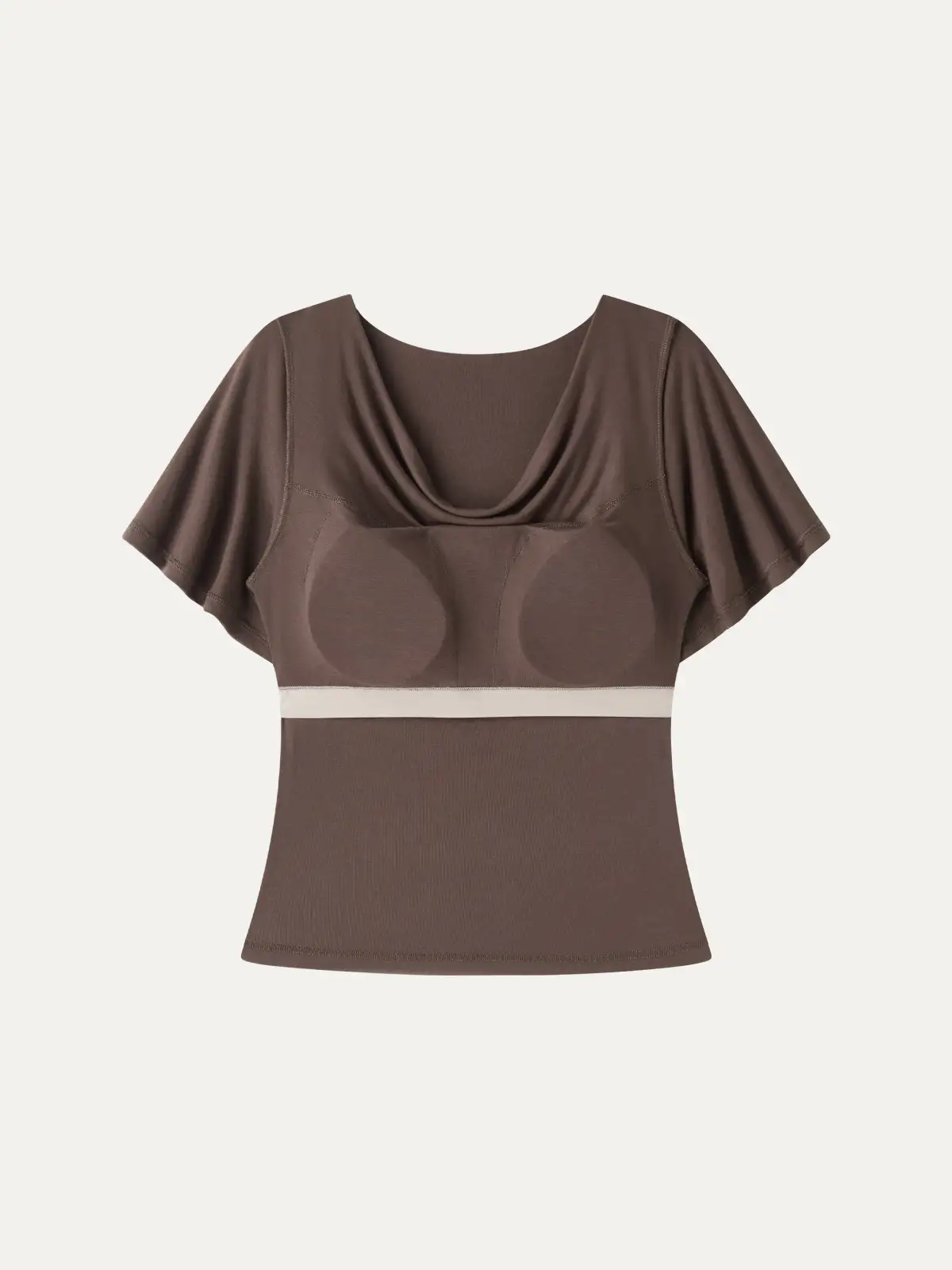 Cowl Neck Flutter Sleeve Bra Top