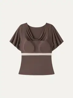 Cowl Neck Flutter Sleeve Bra Top