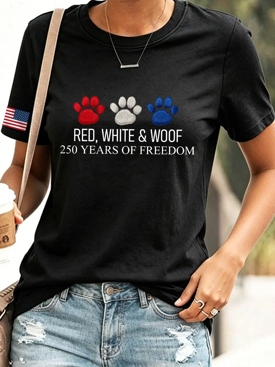Women's USA 250th Anniversary Puppy Print T-Shirt
