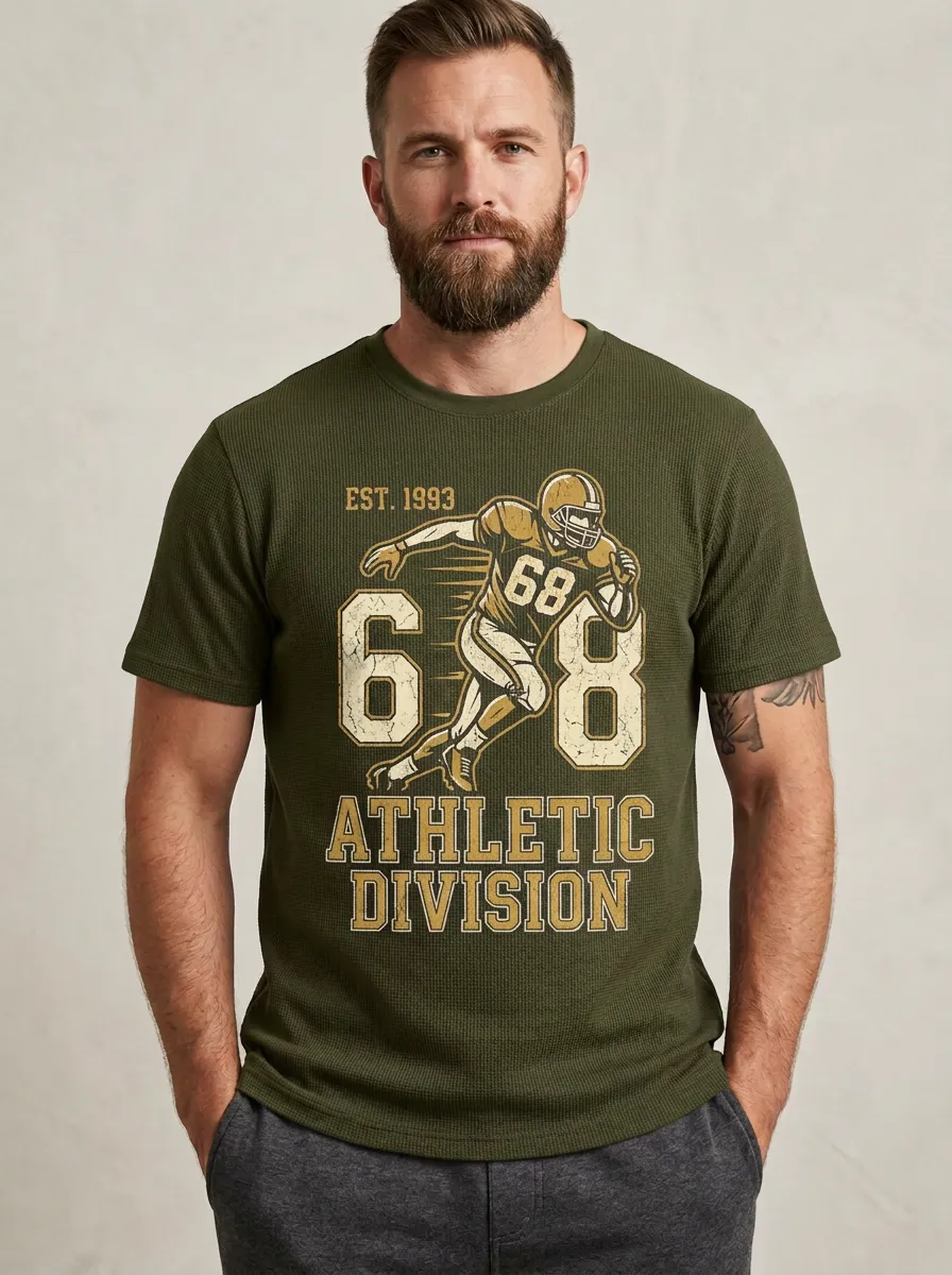 Men's Football Ball Athletic Crew Neck Graphic T-Shirt