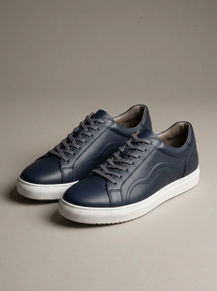 Men's Minimalist Wavy Stitched Leather Casual Shoes