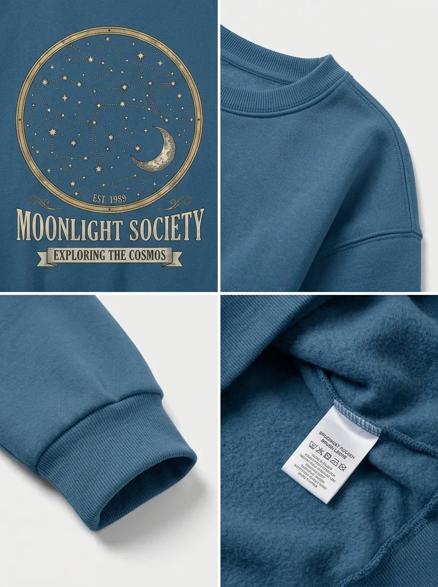 Women's Astronomy Lover Moonlight Society Constellation Printed T-shirt