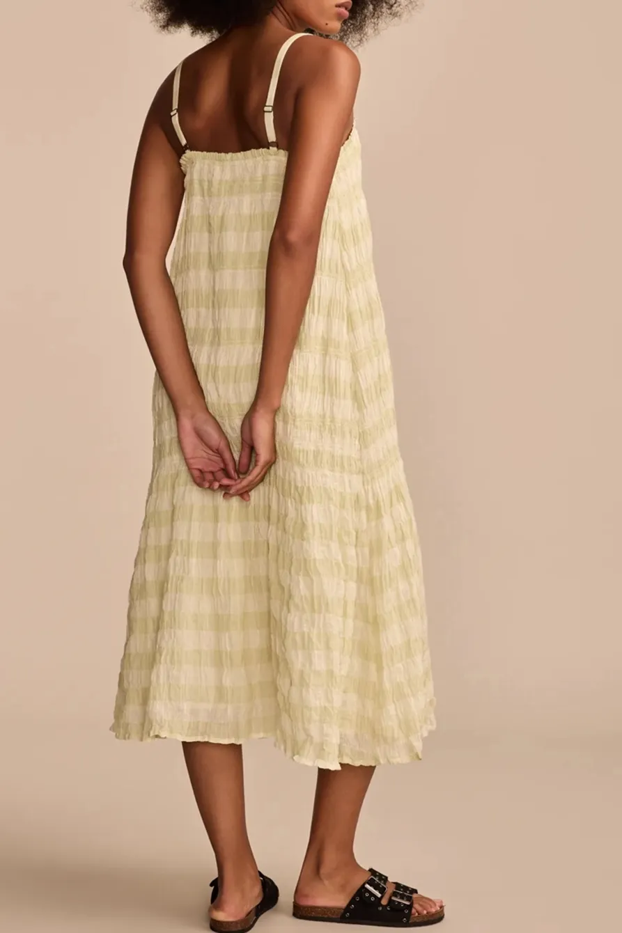 Smocked Gingham Midi Dress