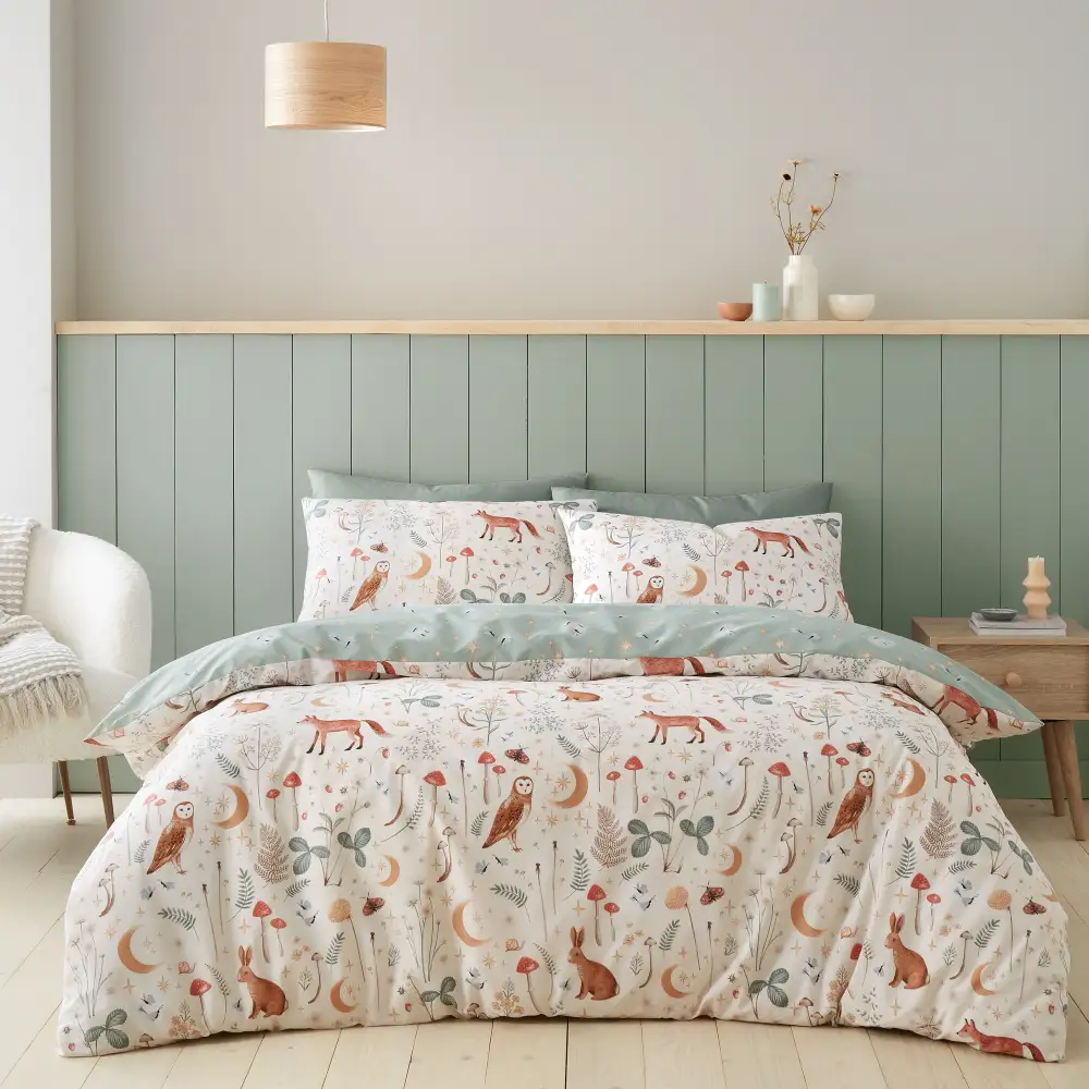 Polished Bedroom Reversible Printed Linen Duvet Cover Set