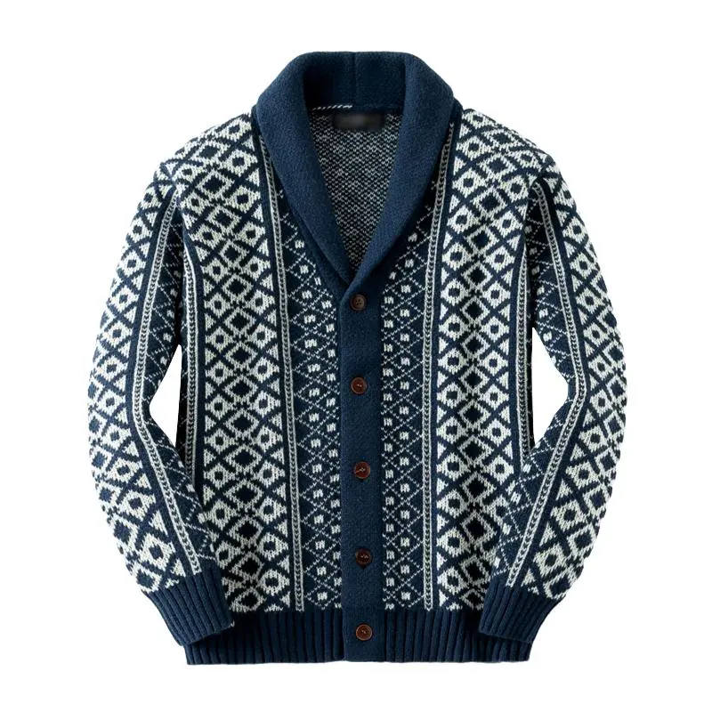 Jacquard Knit Buttoned Cardigan