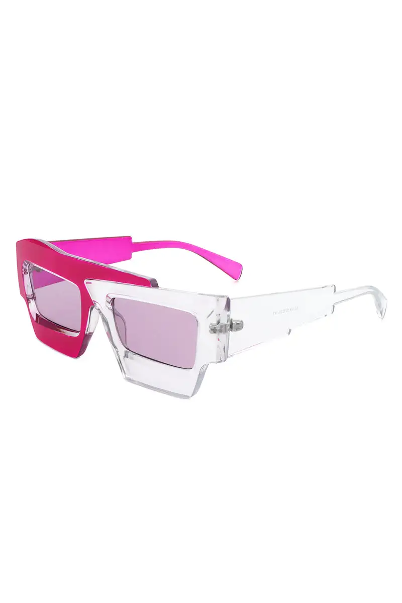 Marble Square Flat Top Frame Sunglasses