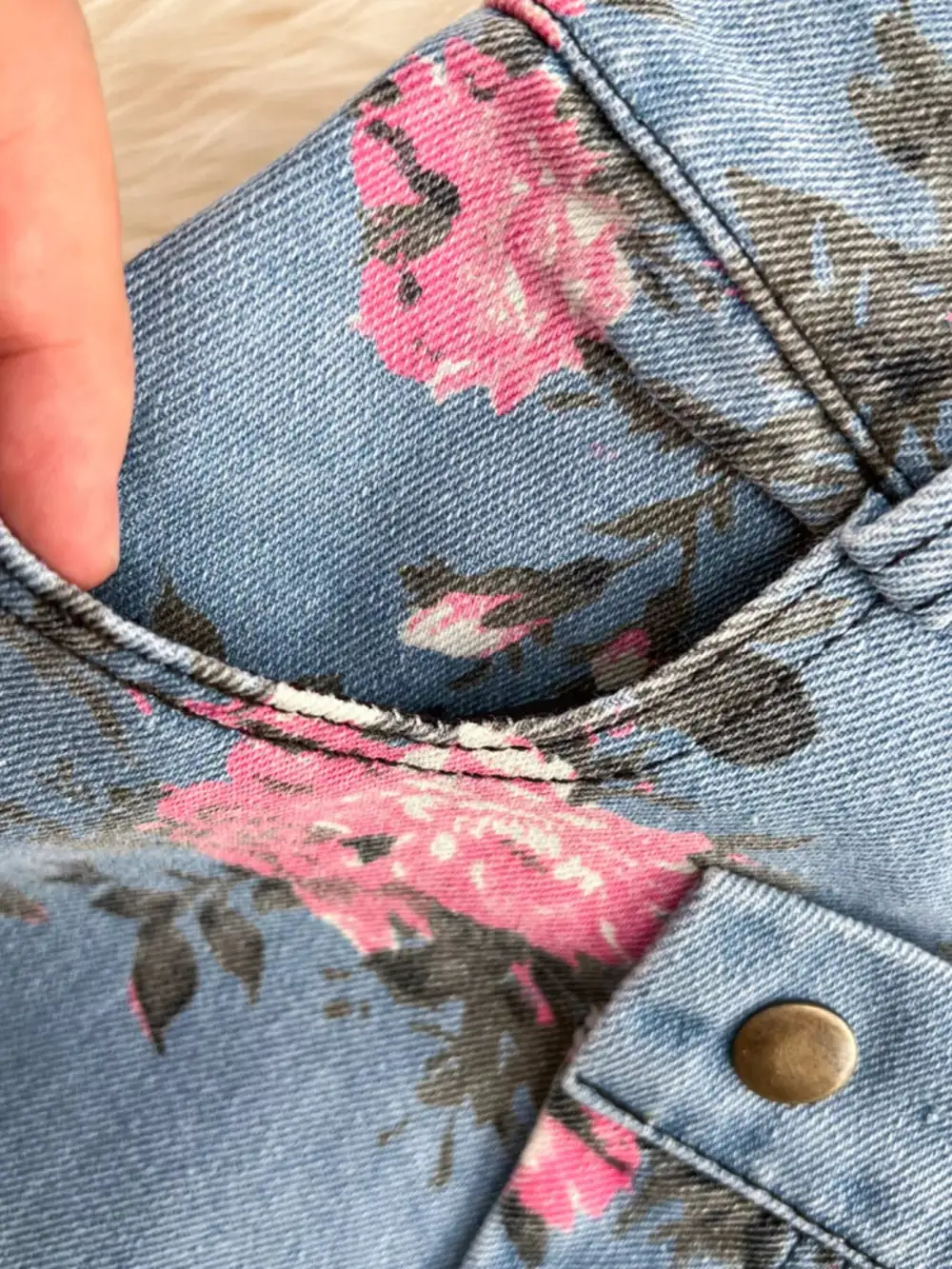 Smocked Denim Coordinated Set Pants