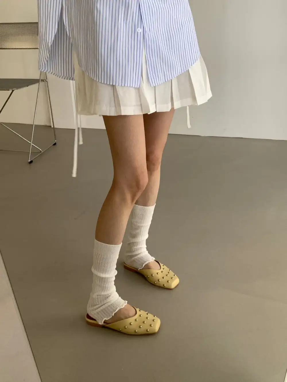 Faux Leather Beaded Slip On Mules