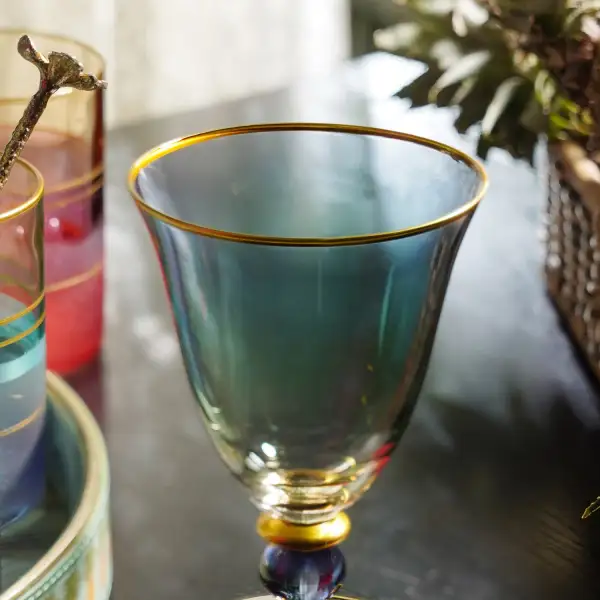 Blue Green Ombre Wine Glass Set