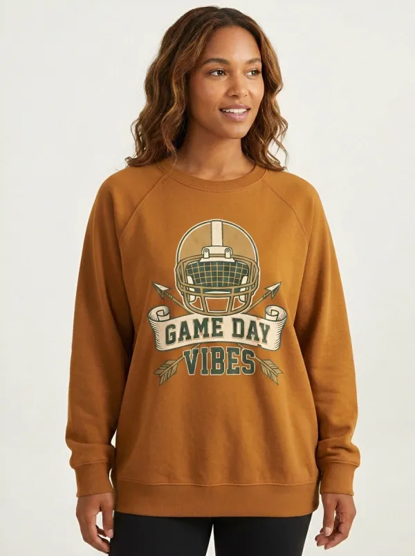Women's Football Game Day Vibes Helmet Arrow Printed Sweatshirt
