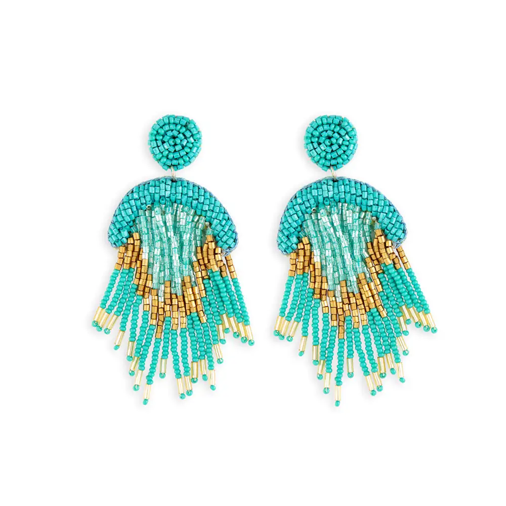 Bold Refined Artful Stone Accent Beaded Earrings