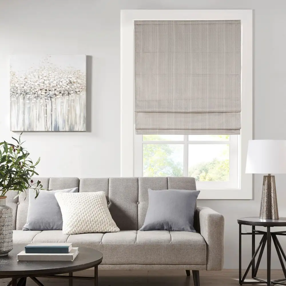 Elegant Room Darkening Polyester Basketweave Cordless Roman Shade
