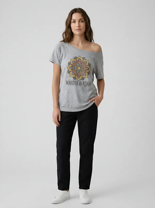Women's  Mandala Printed Off-Shoulder Top
