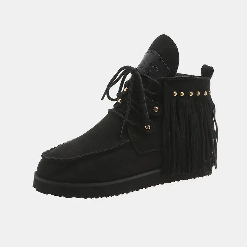 Round Toe Fringe Boots