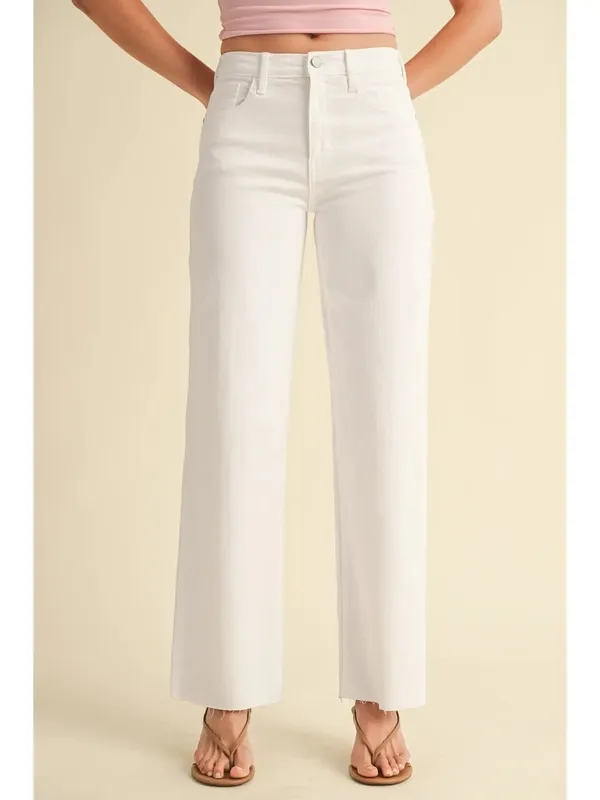 White Cotton Blend Pants