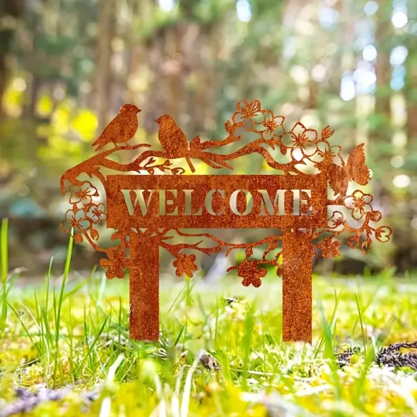 Rustic Welcome Garden Stake