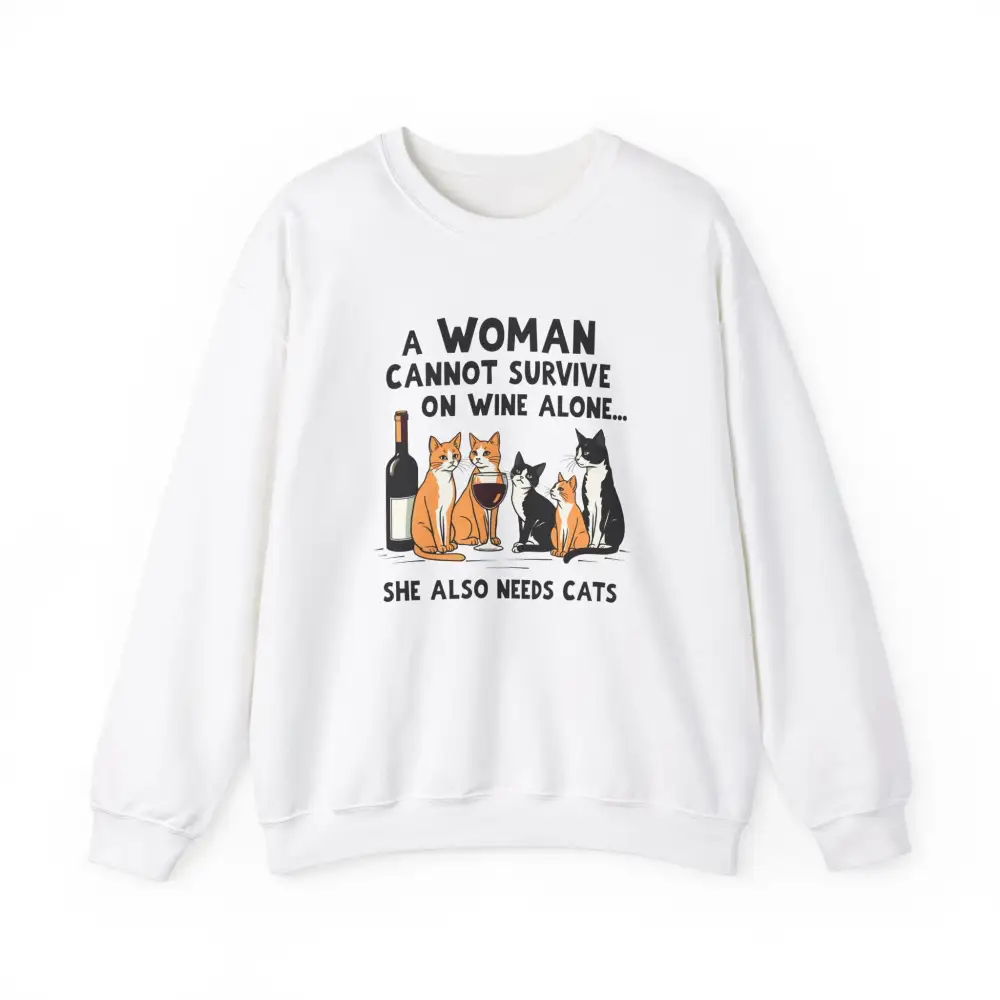 Wine Cats Graphic Crewneck Sweatshirt
