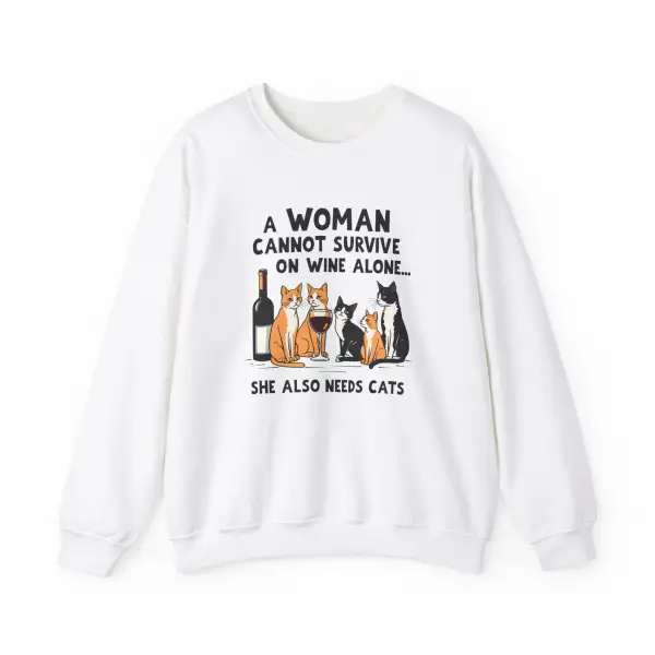 Wine Cats Graphic Crewneck Sweatshirt
