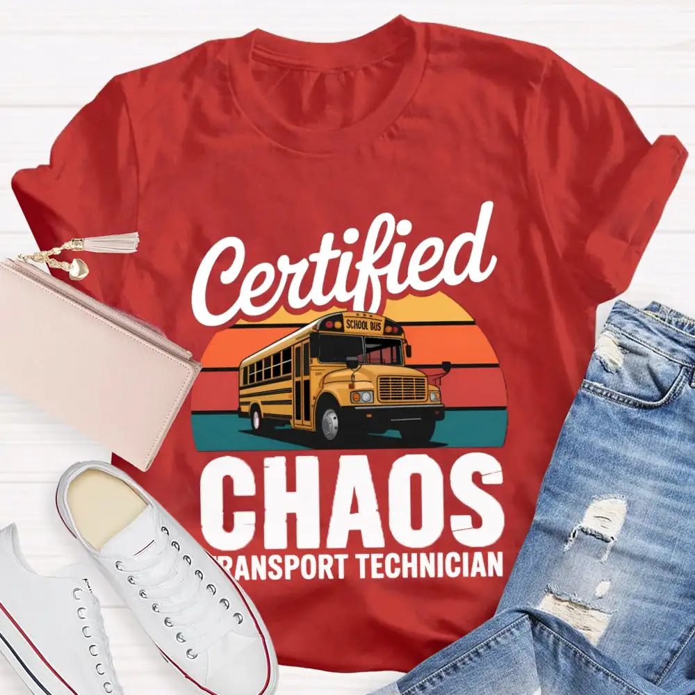 Certified School Bus Chaos Transport Technician T-Shirt