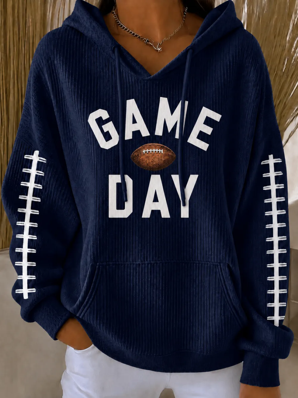 Women'S Football Fans Gameday Print Hooded Sweatshirt