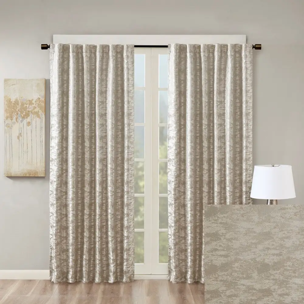 Refined Total Blackout Polyester Back-Tab Contemporary Curtain Panel