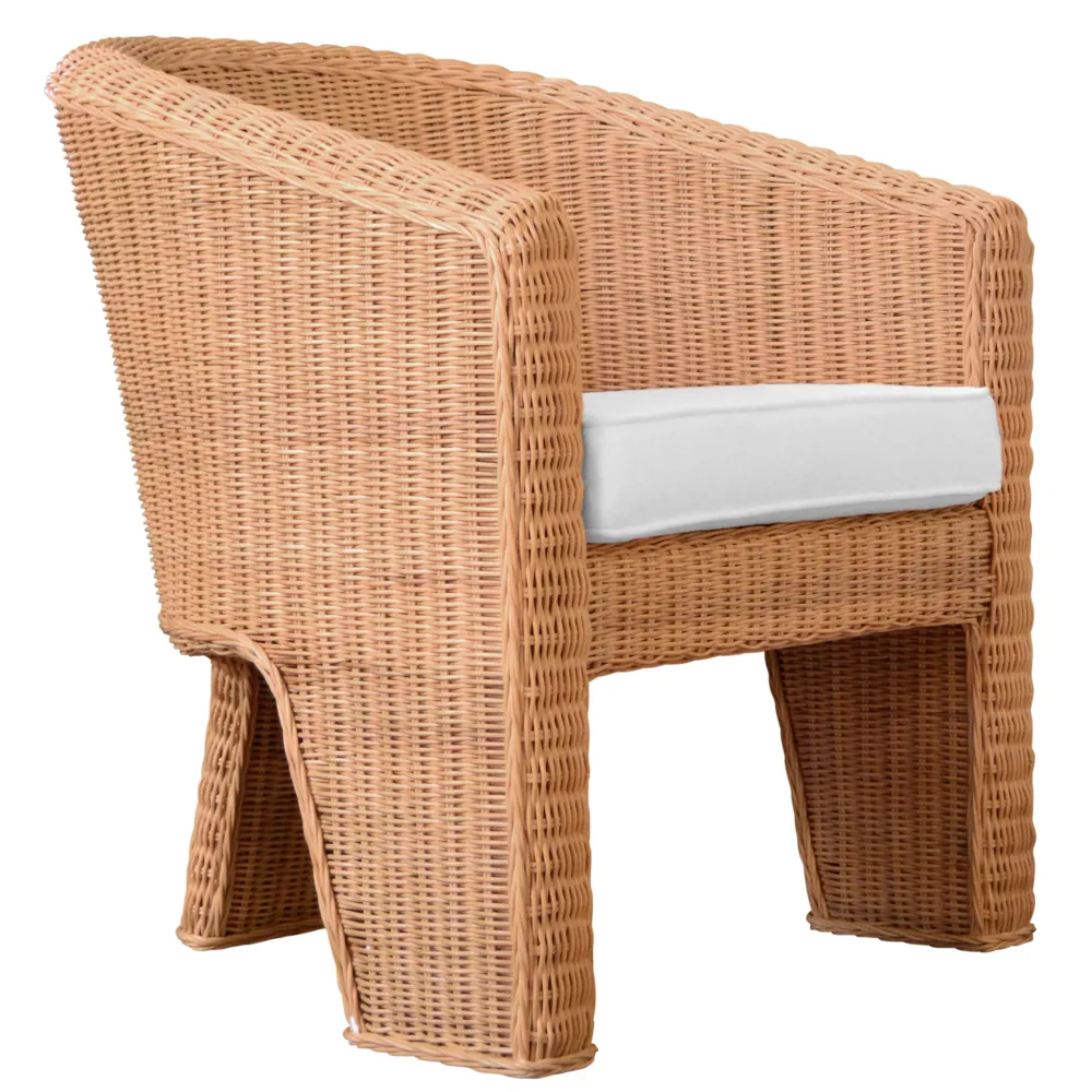 Rattan Linen Accent Chair