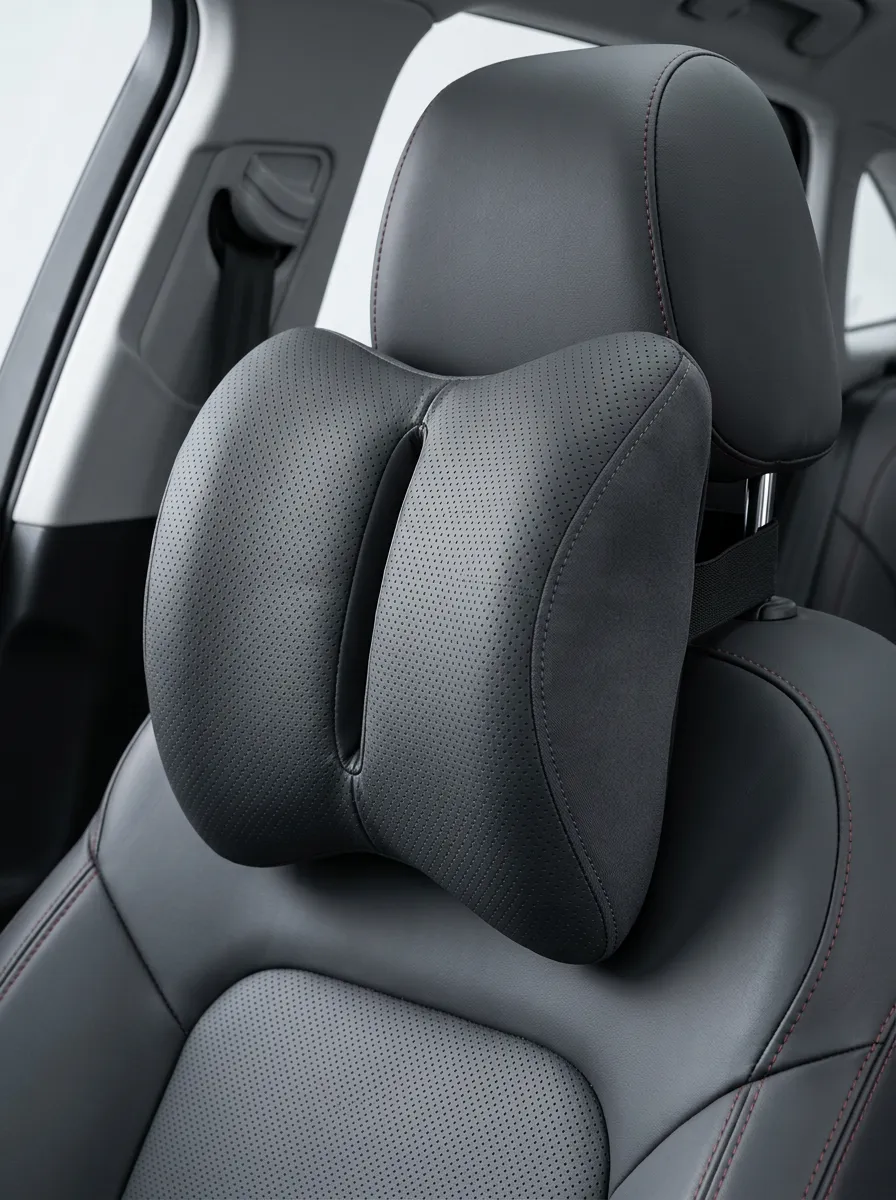 Neck-Support Perforated Leather-Texture Ergonomic-Style Car Neck Support Pillow