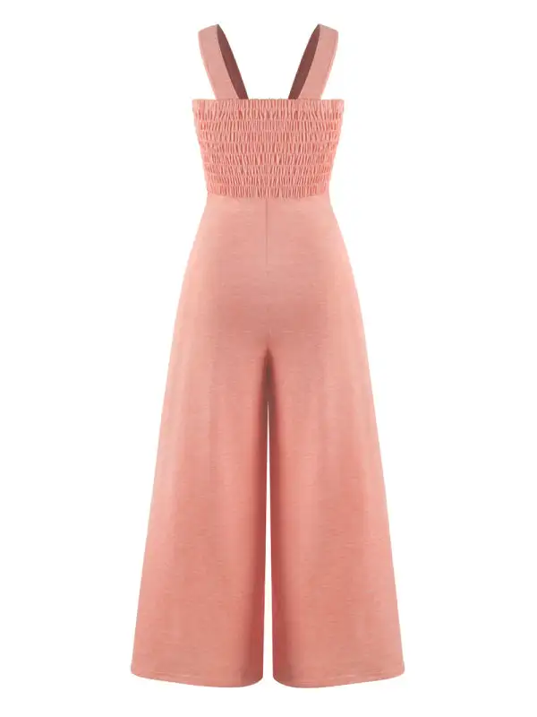 Square Neck Slim Pleated Jumpsuit